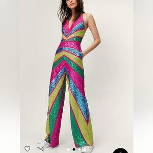 Sequin Color block Jumpsuit